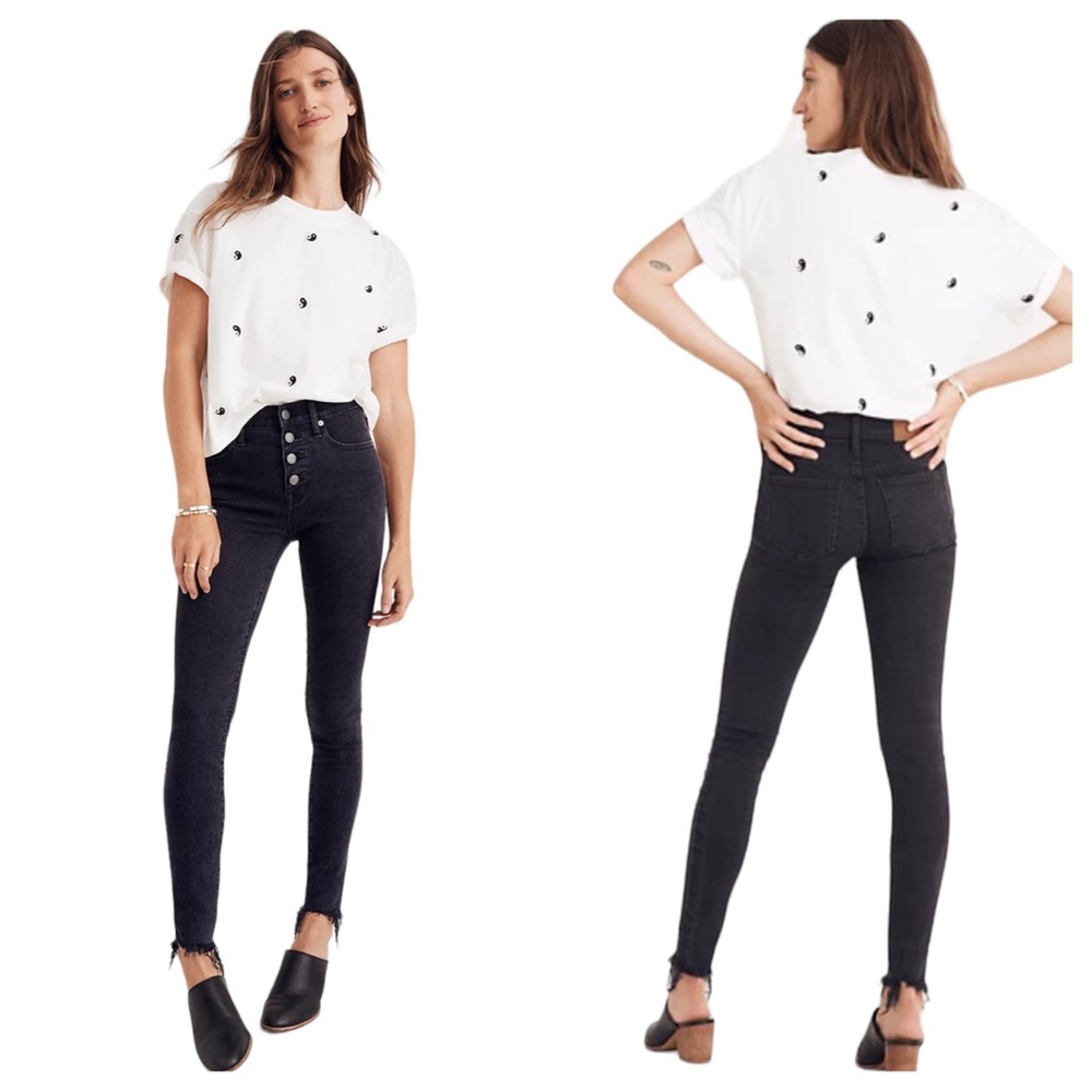 Madewell High-Rise Skinny Button Up Jeans 25p Black